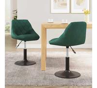 Vidaxl Chaises Pivotantes De Salle À Manger 4 Pcs Vert Foncé Velours Vert