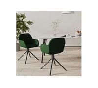 Vidaxl Chaises Pivotantes À Manger Lot De 2 Vert Foncé Velours Vert