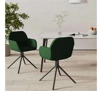 Chaises pivotantes à manger lot de 2 Vert foncé Velours