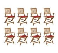 Chaises pliables d extérieur et coussins lot de 8 Bois d acacia G