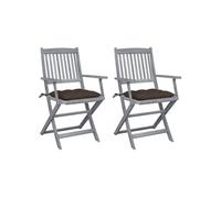 Lot de 2 Chaises Pliables d'Extérieur avec Coussins Siège Bois d'Acacia vidaXL