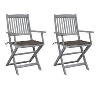 Vidaxl Chaises Pliables D'extérieur 2 Pcs Avec Coussins Bois D'acacia