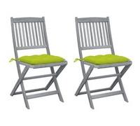 Chaises pliables d extérieur lot de 2 et coussins Bois d acacia G