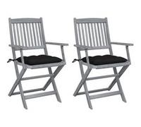 Lot de 2 Chaises Pliables d'Extérieur avec Coussins Siège Bois d'Acacia vidaXL