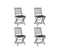Chaises pliables d extérieur lot de 4 et coussins Bois d acacia