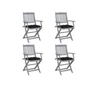 Chaises pliables d extérieur lot de 4 et coussins Bois d acacia G