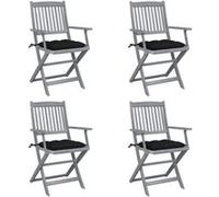 Chaises pliables d extérieur lot de 4 et coussins Bois d acacia