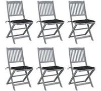 Chaises pliables d extérieur lot de 6 et coussins Bois d acacia G