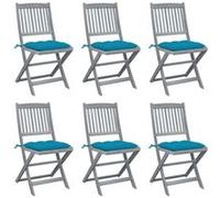 Chaises pliables d extérieur lot de 6 et coussins Bois d acacia G