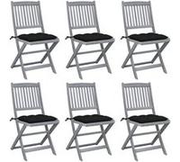 Chaises pliables d extérieur lot de 6 et coussins Bois d acacia G