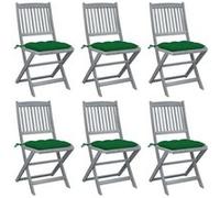 Chaises pliables d extérieur lot de 6 et coussins Bois d acacia G