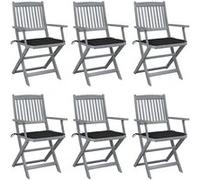 Vidaxl Chaises Pliables D'extérieur Lot De 6 Et Coussins Bois D'acacia