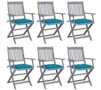 Chaises pliables d extérieur lot de 6 et coussins Bois d acacia