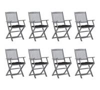 Chaises pliables d extérieur lot de 8 et coussins Bois d acacia
