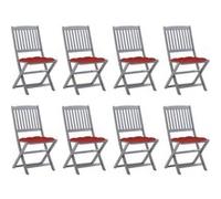 Vidaxl Chaises Pliables D'extérieur 8 Pcs Avec Coussins Bois D'acacia