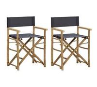 Vidaxl Chaises Pliables De Directeur 2 Pcs Gris Foncé Bambou Et Tissu Gris