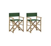 vidaXL Chaises pliables de directeur lot de 2 Vert bambou, tissu