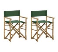 vidaXL Chaises pliables de directeur lot de 2 Vert bambou, tissu