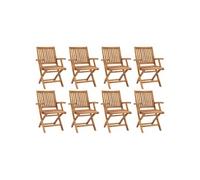 Chaises pliables de jardin 8 pcs Bois de teck solide
