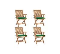 Chaises pliables de jardin avec coussins 4 pcs Teck solide