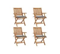 Chaises pliables de jardin avec coussins 4 pcs Teck solide