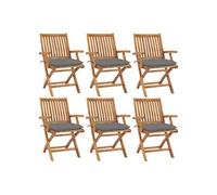 Vidaxl Chaises Pliables De Jardin Avec Coussins 6 Pcs Bois De Teck