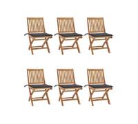 Vidaxl Chaises Pliables De Jardin Avec Coussins 6 Pcs Bois De Teck