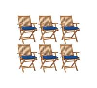 Chaises pliables de jardin avec coussins 6 pcs Bois de teck