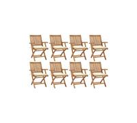 Vidaxl Chaises Pliables De Jardin Avec Coussins 8 Pcs Teck Solide