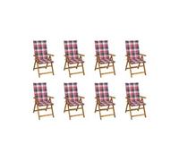 Vidaxl Chaises Pliables De Jardin Avec Coussins 8 Pcs Bois D'acacia