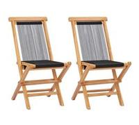 vidaXL Chaises pliables de jardin 2 pcs Bois de teck solide et corde