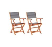 Vidaxl Chaises Pliables De Jardin 2 Pcs Gris Eucalyptus Et Textilène Gris