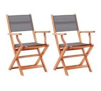 Vidaxl Chaises Pliables De Jardin 2 Pcs Gris Eucalyptus Et Textilène Gris
