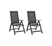 vidaXL Chaises pliables de jardin 2 pcs Textilène et aluminium Noir