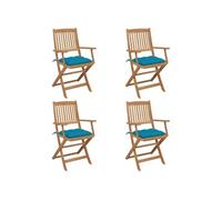 vidaXL Chaises de jardin pliantes 4 pièces avec coussins en bois massif d'acacia