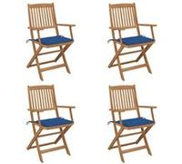 Chaises pliables de jardin lot de 4 avec coussins Bois d acacia G
