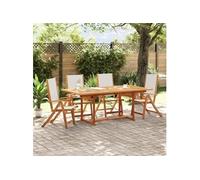 Chaises pliables de jardin lot de 4 bois d'acacia et textilène, chaise de jardin, siège d'extérieur, chaise de 3279238