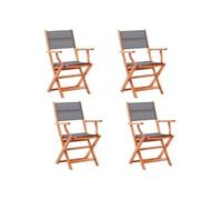 Vidaxl Chaises Pliables De Jardin 4 Pcs Gris Eucalyptus Et Textilène Gris