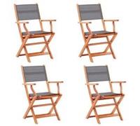 Vidaxl Chaises Pliables De Jardin 4 Pcs Gris Eucalyptus Et Textilène Gris