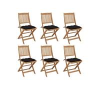 Chaises pliables de jardin lot de 6 avec coussins Bois d acacia