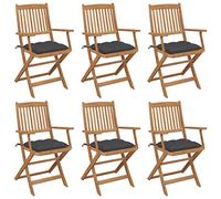 Lot de 8 Chaises Pliables de Jardin avec Coussins Siège Bois d'Acacia vidaXL