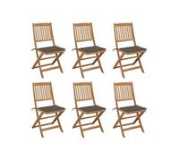 vidaXL Lot de 6 chaises pliantes de jardin en bois d'acacia avec coussins