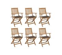 Chaises pliables de jardin lot de 6 avec coussins Bois d acacia
