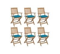 Vidaxl Chaises Pliables De Jardin 6 Pcs Avec Coussins Bois D'acacia