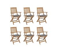 Chaises pliables de jardin lot de 6 avec coussins Bois d acacia