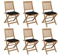 Chaises pliables de jardin lot de 6 avec coussins Bois d acacia