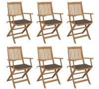 Lot de 6 Chaises Pliables de Jardin avec Coussins Siège Bois d'Acacia vidaXL