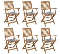 Chaises pliables de jardin lot de 6 avec coussins Bois d acacia G