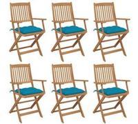 Vidaxl Chaises Pliables De Jardin 6 Pcs Avec Coussins Bois D'acacia