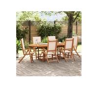 Chaises pliables de jardin lot de 6 bois d'acacia et textilène, chaise de jardin, siège d'extérieur, chaise de 3279236